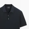 100% Cotton Cable-Knit Polo Shirt