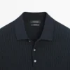 100% Cotton Cable-Knit Polo Shirt