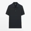 100% Cotton Cable-Knit Polo Shirt