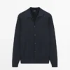 100% Cotton Knit Cardigan with Polo Collar