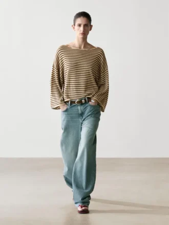 100% Cotton Striped Knit Sweater