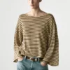 100% Cotton Striped Knit Sweater