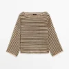 100% Cotton Striped Knit Sweater