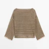 100% Cotton Striped Knit Sweater