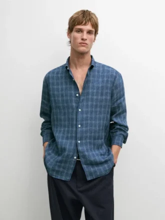 100% Linen Check Shirt