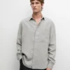 100% Linen Shirt with Pocket Detail