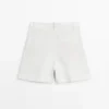 100% Linen Short Pleated Bermuda Shorts