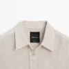 100% Linen Waffle-Knit Overshirt