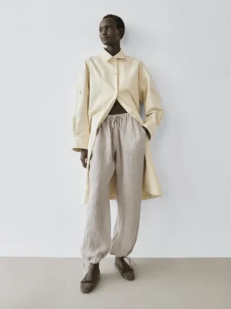100% Linen Waffle-Knit Sarouel Trousers