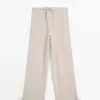 100% Linen Waffle-Knit Sarouel Trousers