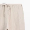 100% Linen Waffle-Knit Sarouel Trousers