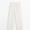 100% Linen Wide-Leg Elasticated Trousers