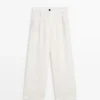 100% Linen Wide-Leg Elasticated Trousers