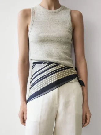 100% Silk Striped Scarf