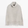 100% Wool Cape with Fringe Detail