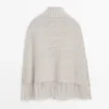100% Wool Cape with Fringe Detail