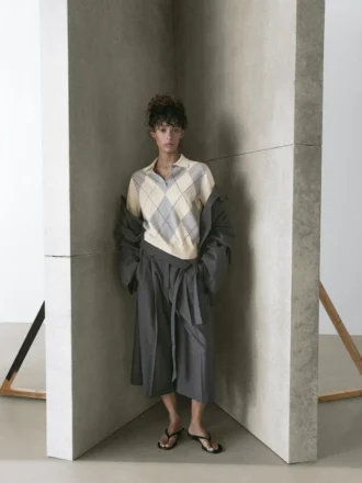 Argyle Knit Polo Sweater