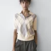 Argyle Knit Polo Sweater