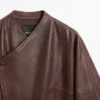 Asymmetric Nappa Leather Bomber Jacket
