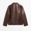 Asymmetric Nappa Leather Bomber Jacket