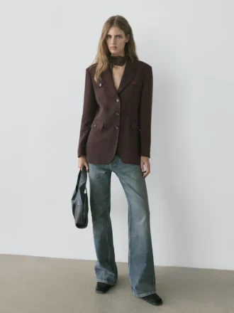 Blazer with Pockets and Lapel Collar