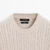 Cable-Knit 100% Cotton Sweater with Crew Neck