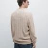 Cable-Knit 100% Cotton Sweater with Crew Neck