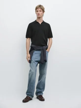 Cable-Knit Polo Sweater