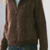 Check Knit Alpaca and Felt Texture Cardigan