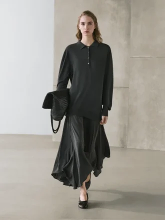 Contrast Knit Polo Dress