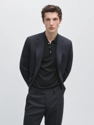 Cool Wool Blend Check Suit Blazer