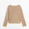 Cotton and Linen Knit Sweater with Pocket Detail