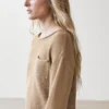 Cotton and Linen Knit Sweater with Pocket Detail