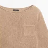 Cotton and Linen Knit Sweater with Pocket Detail