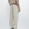 Cotton and Linen Tapered Fit Trousers