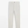 Cotton and Linen Tapered Fit Trousers