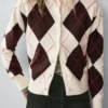 Cotton Argyle Knit Cardigan