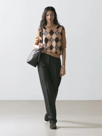 Cotton Argyle Knit Sweater