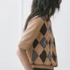 Cotton Argyle Knit Sweater