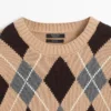 Cotton Argyle Knit Sweater