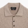 Cotton Blend Cable-Knit Polo Sweater