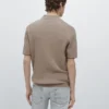 Cotton Blend Cable-Knit Polo Sweater
