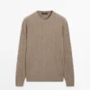 Cotton Blend Cable-Knit Sweater