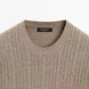 Cotton Blend Cable-Knit Sweater