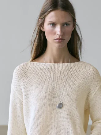 Cotton Blend Cutwork Sweater