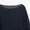 Cotton Blend Knit Boat Neck Sweater