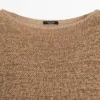 Cotton Blend Knit Boat Neck Sweater