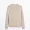 Cotton Blend Knit Crew Neck Sweater
