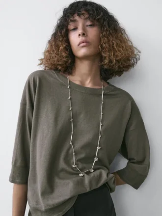 Cotton Blend Knit Sweater