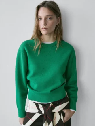 Cotton Blend Knit Sweater